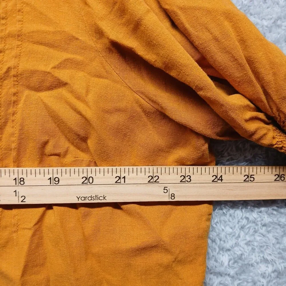 Old Navy Womens Copper Linen Blouse Size XL Button Front Boho Casual Solid